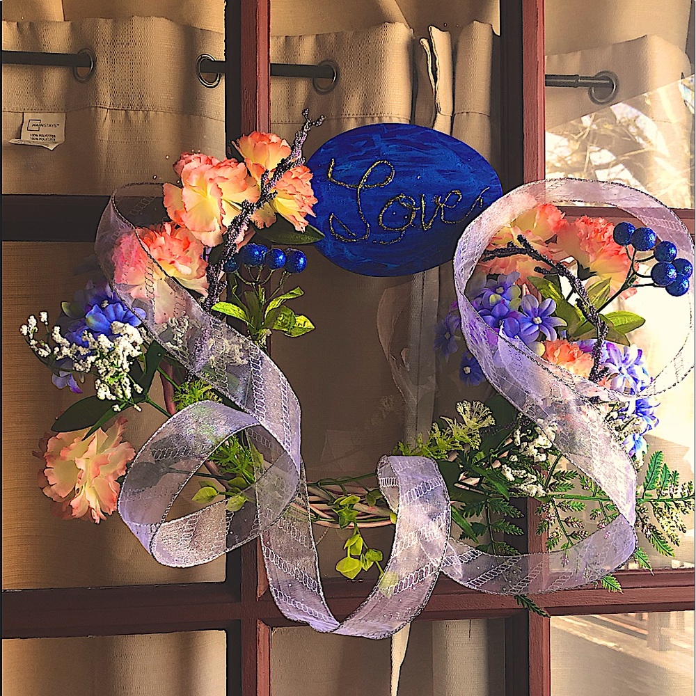 Blue glass hanging flower pot or just decoration